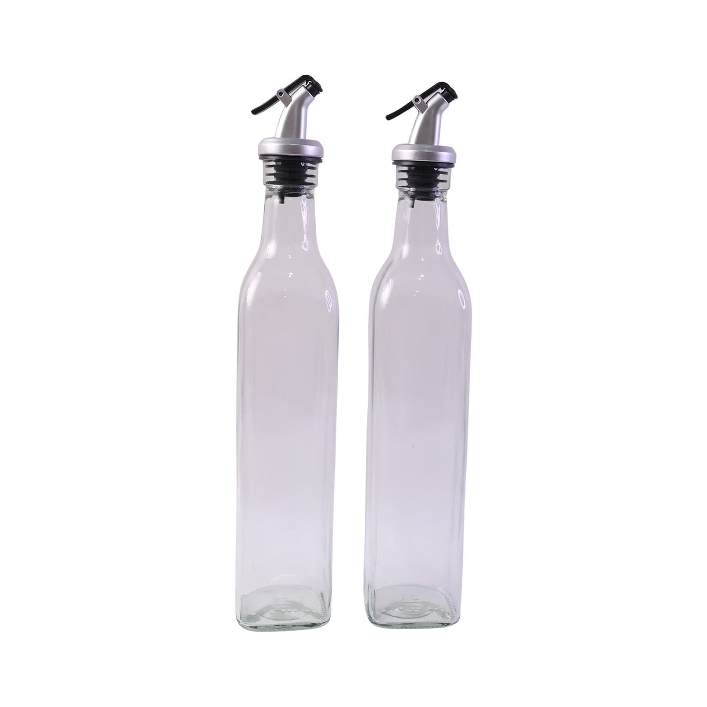 Glass Oil Dispenser Bottle Transparent Leak Proof Olive Oil Vinegar (2 Pc Set)
