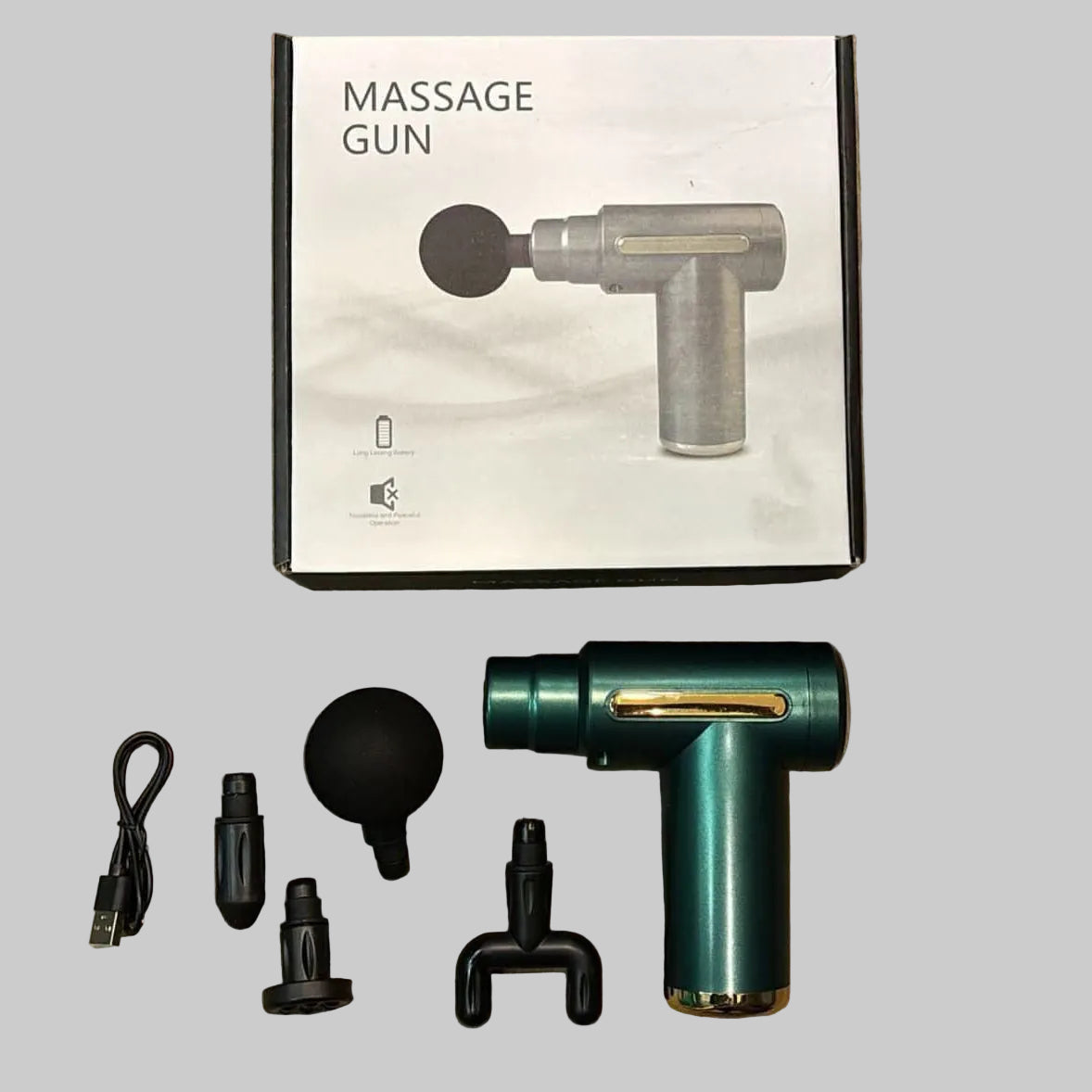 Premium Handheld Percussion Massage Gun | Deep Tissue Body Massager with 4 Attachment Heads