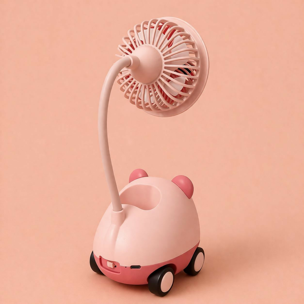 Pink Cute Kids Desk Fan with Pen Stand Sharpener & Night Lamp