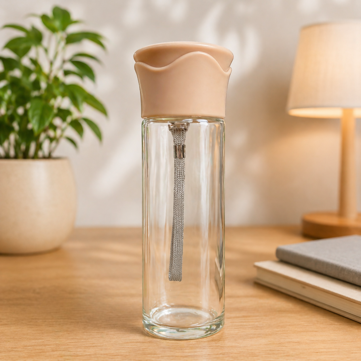 Glass Water Bottle with Sleeve and Strap for Daily Use