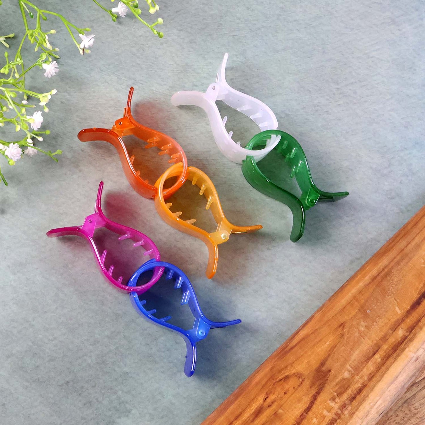 Mini Hair Claw Clips for Girls â€“ 6 Pc Colorful Small Hair Clamps