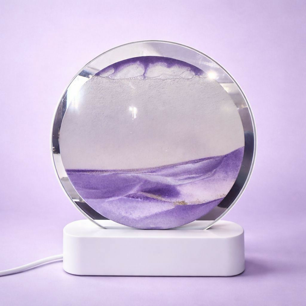 LED Round Static Lavender Sand Art Lamp | Ambient Decorative Night Light DÃ©cor