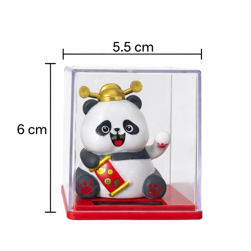 Solar Powered Lucky Panda Waving Toy â€“ Auto Hand Moving Dashboard Decor