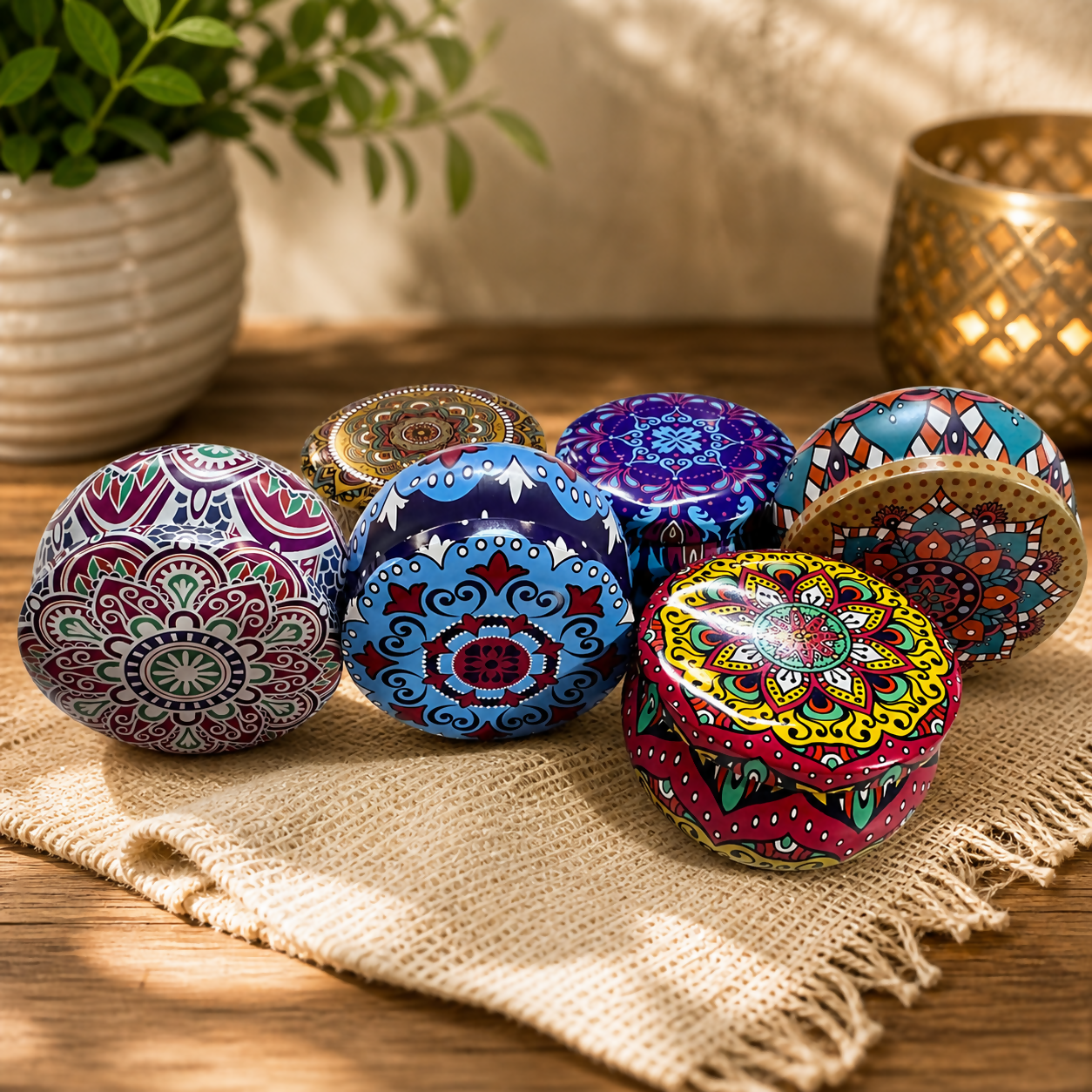 Decorative Printed Metal Storage Tin with Lid Multipurpose Container (1 PC)