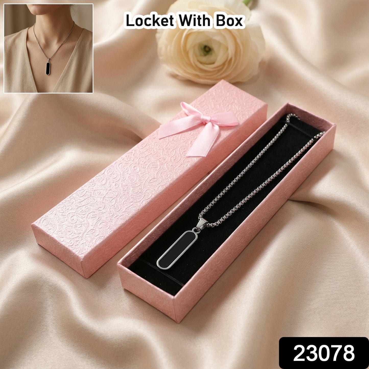 Elegant Metal Pendant Locket Necklace with Box