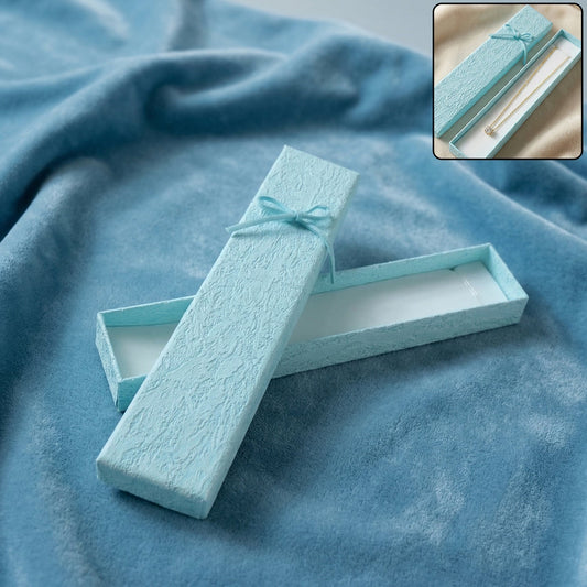 Premium Long Rectangular Jewelry Gift Box with Elegant Ribbon (1 Pc)