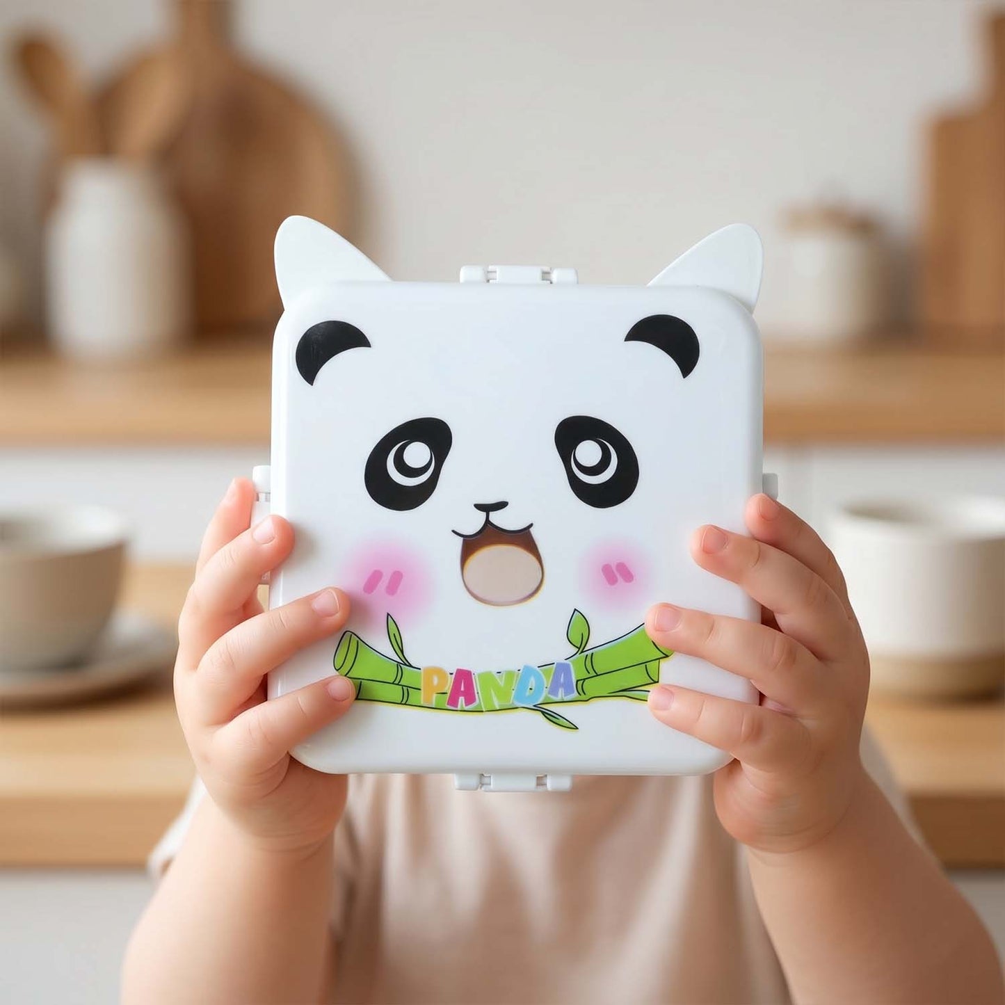 Panda Design Kids Lunch Box with Separate Compartments (1Set)