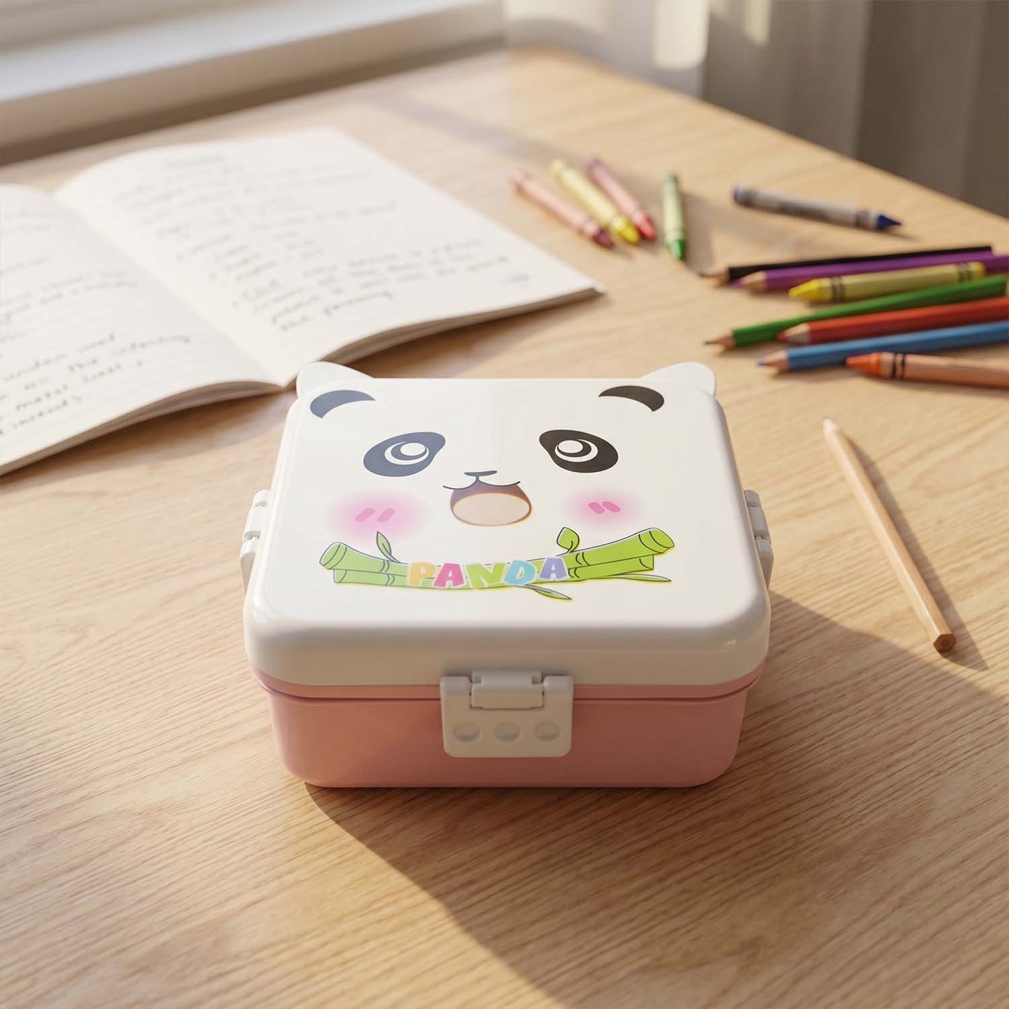 Panda Design Kids Lunch Box with Separate Compartments (1Set)