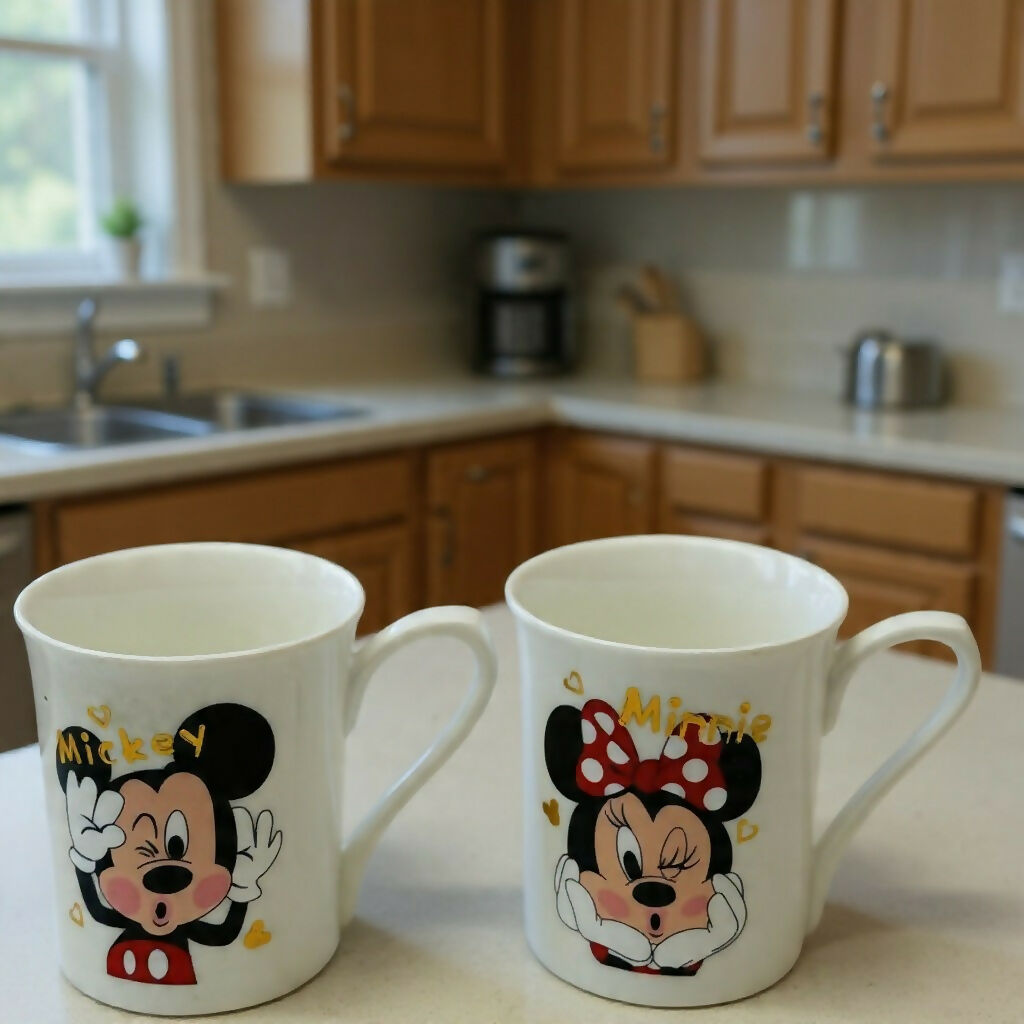 Cartoon Printed Ceramic Mug Set of 2 Gift Set with Premium Box