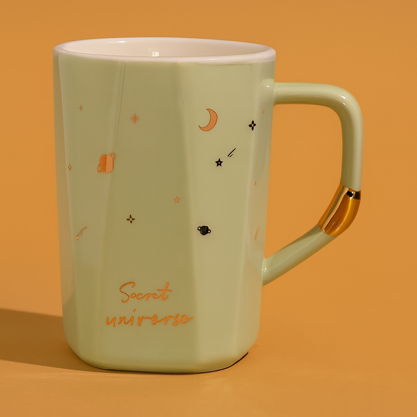 Premium Ceramic Secret Universe Mug with Gold Handle Accent (Mix Design)