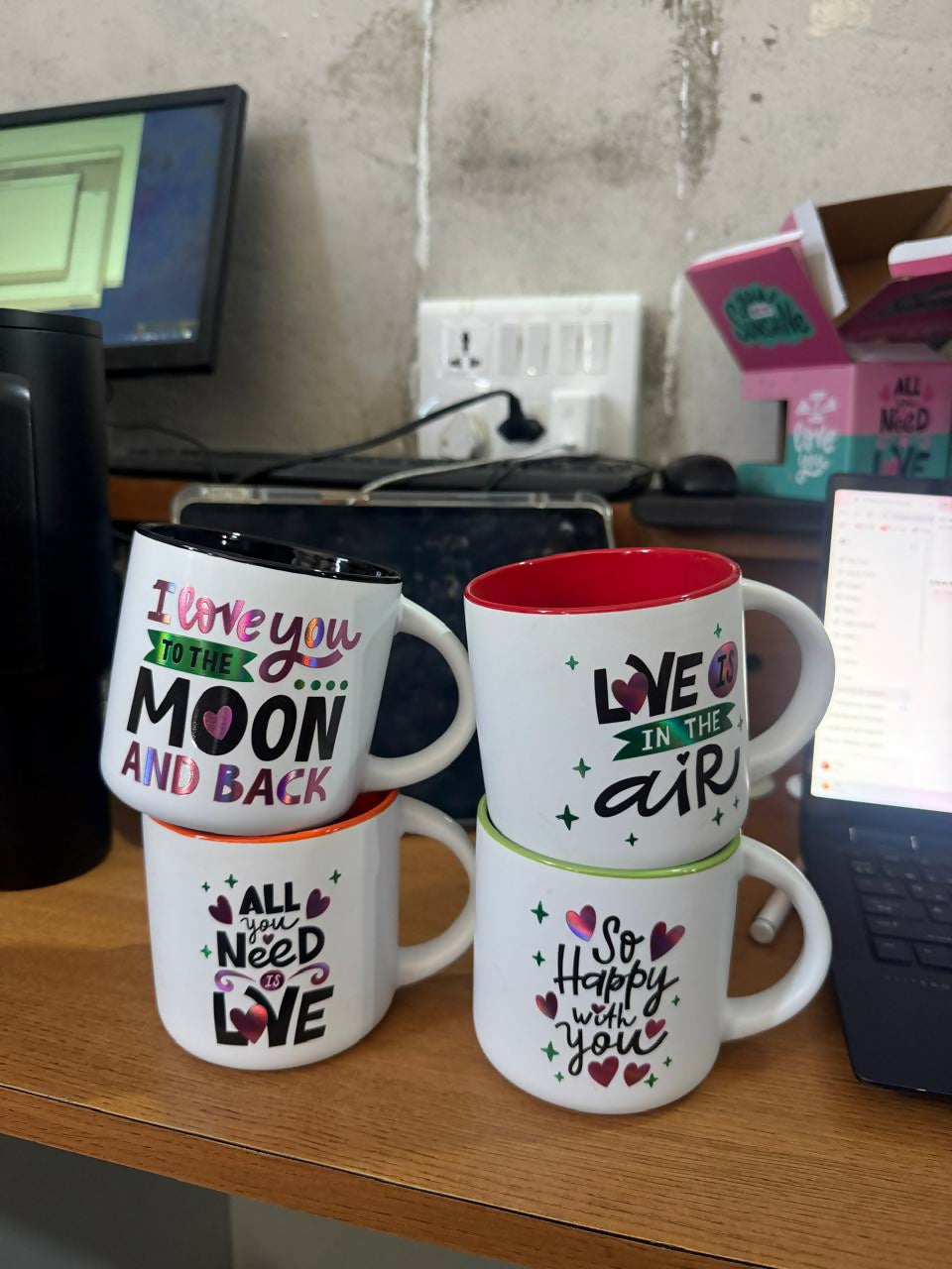 Printed Ceramic Coffee Mug with Gift Box Love Theme Cup
