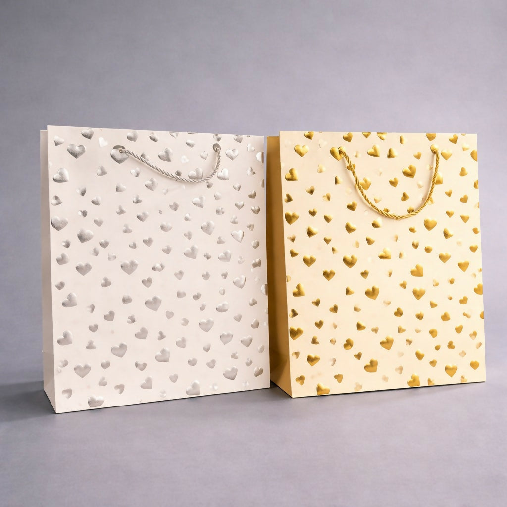 Heart Print Gift Bag with Handle Romantic Paper Carry Bag (1 PC)