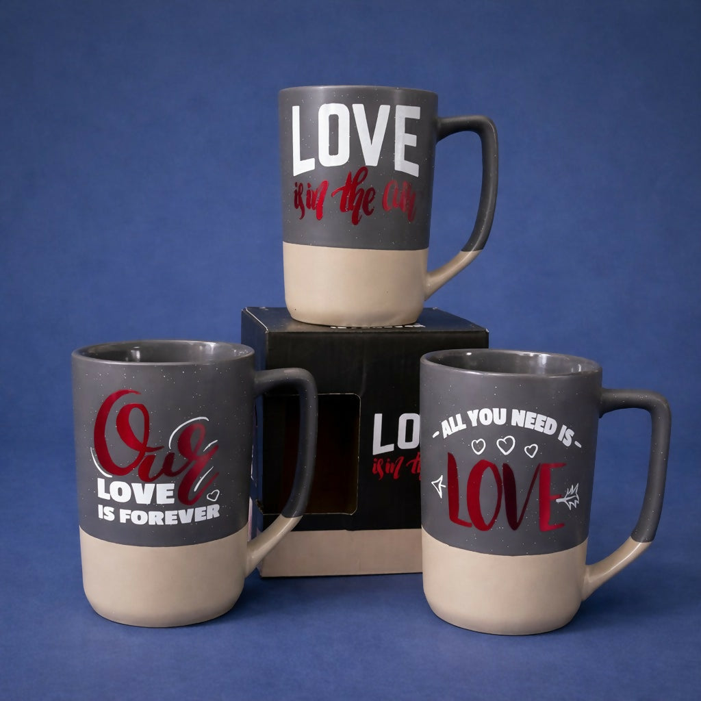 Printed Ceramic Coffee Mug Love Theme Gift Cup with Handle