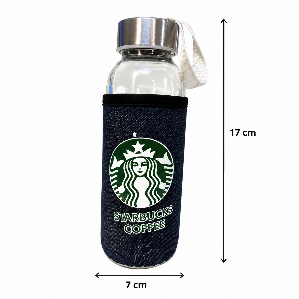 Glass Water Bottle with Sleeve Portable Drink Bottle with Strap (Mix Any One)