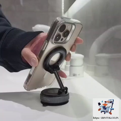 Adjustable Vacuum Mobile Stand – 360° Rotating Strong Suction Cup Phone Holder for Car, Desk & Wall