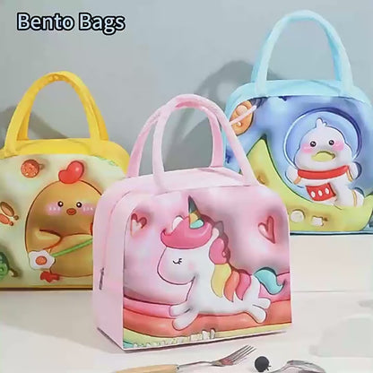 Small Reusable Insulated Lunch Bag – Cute Cartoon Thermal Lunch Tote for Kids & Office (1 PCS)