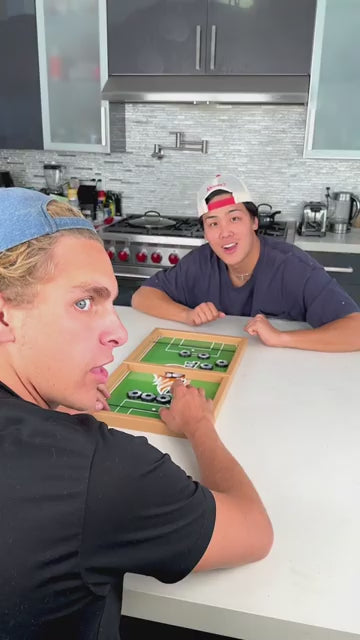 Fast String Puck Game - Football Edition | Portable Wooden Board Game for Kids & Adults