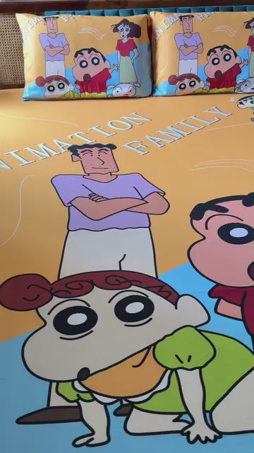 Kids Cartoon Bedsheet King Size with Pillow Covers