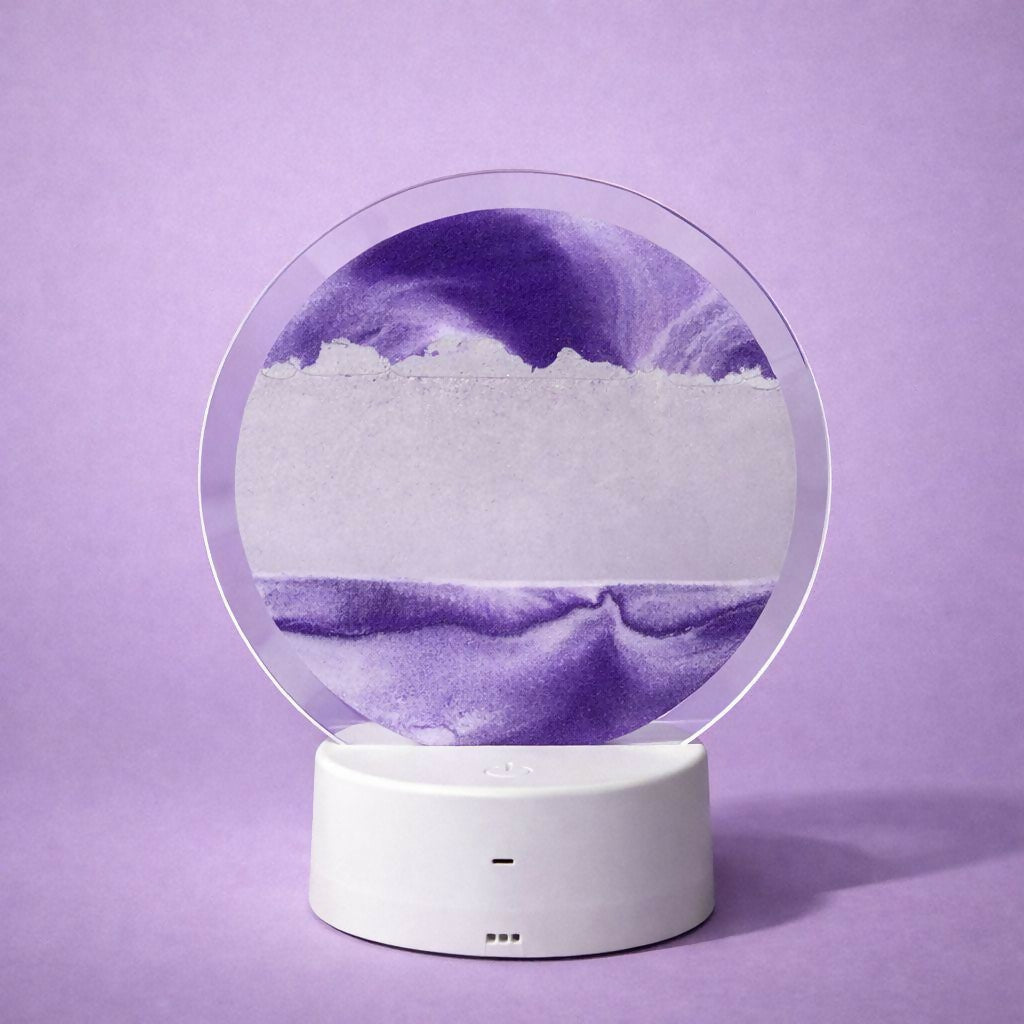 LED Round Static Purple Sand Art Lamp | Ambient Decorative Night Light DÃ©cor
