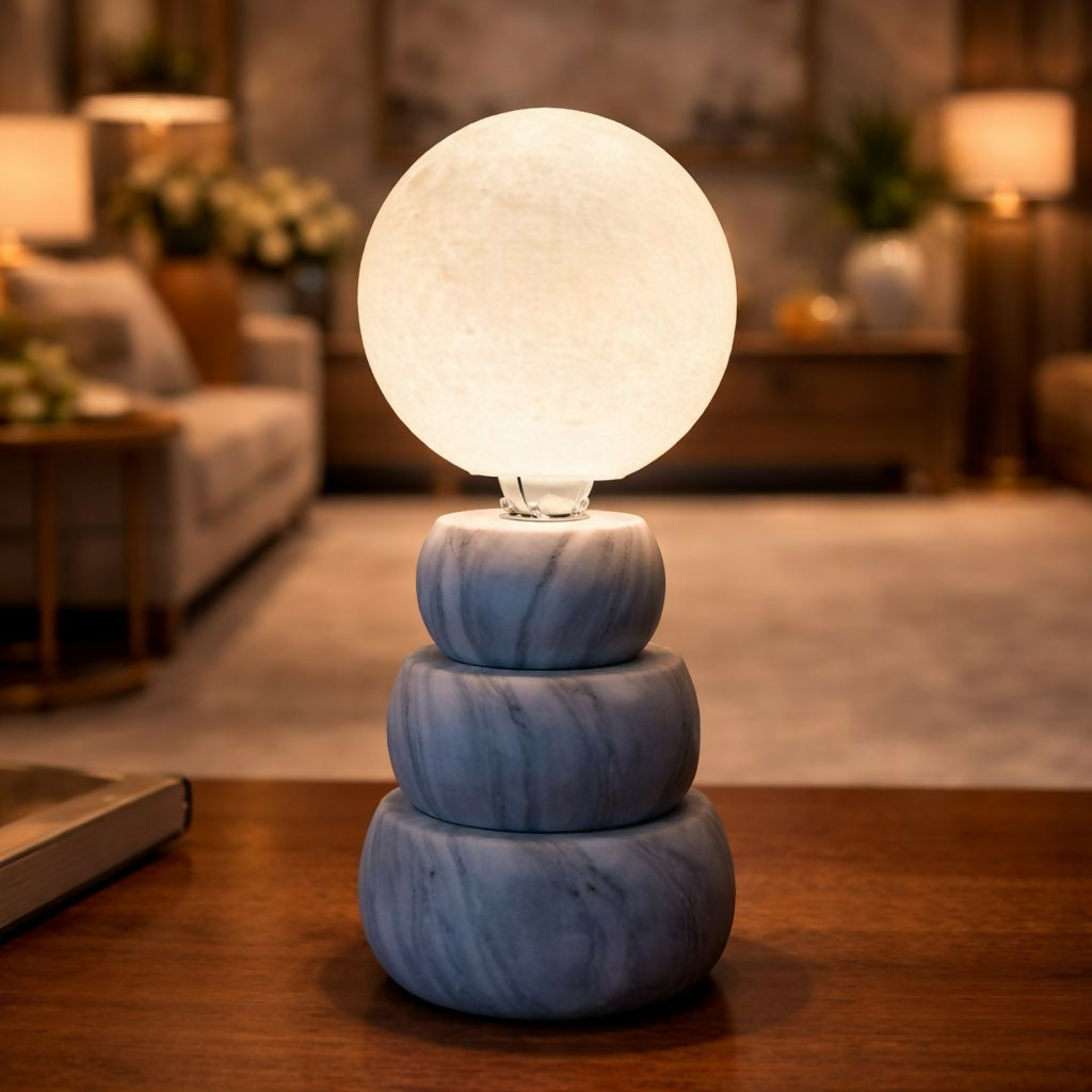 Moon Light Lamp with Stone Base Decorative LED Night Lamp