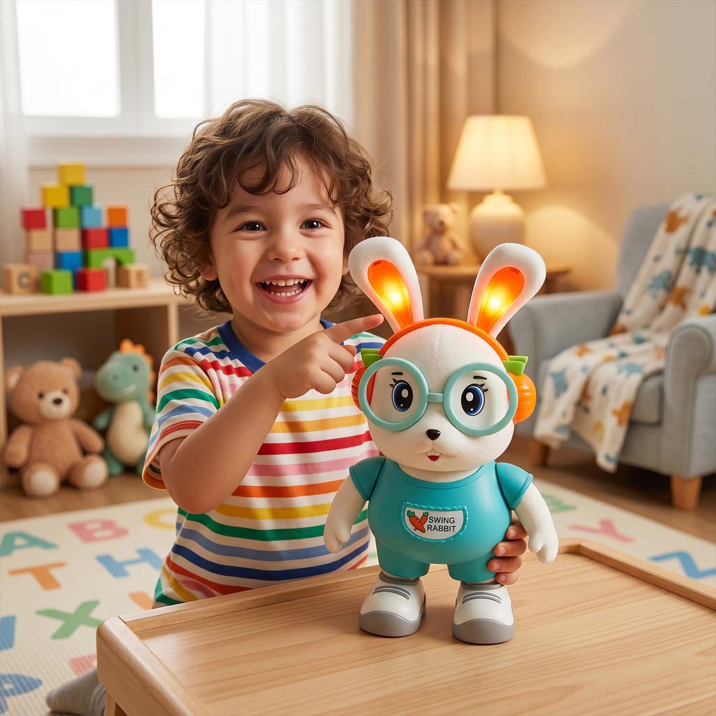 Swing Rabbit Musical Dancing Toy with Light-Up Ears (1 Pc)