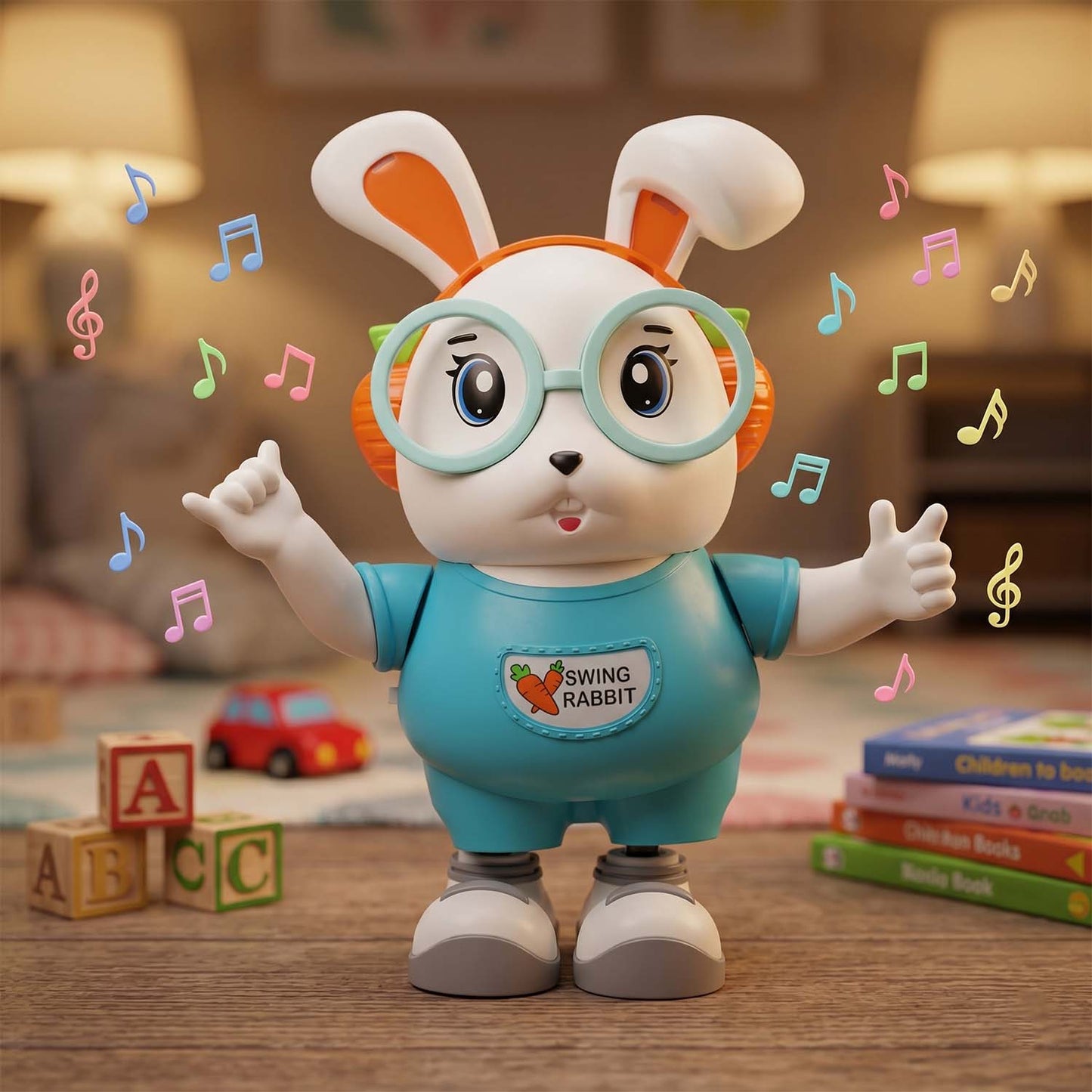 Swing Rabbit Musical Dancing Toy with Light-Up Ears (1 Pc)