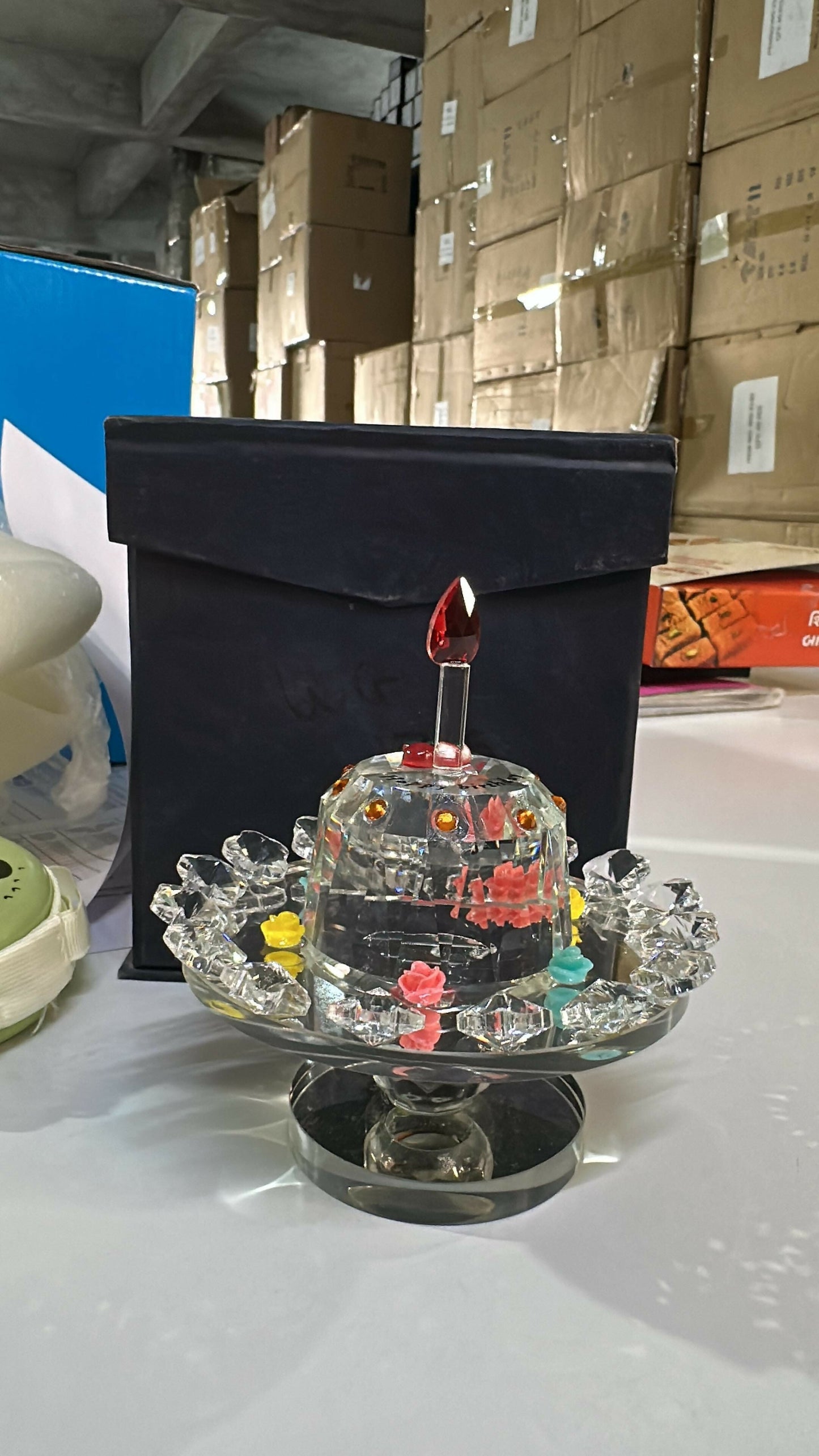 Rotating Crystal Cake Showpiece Decorative Table Centerpiece