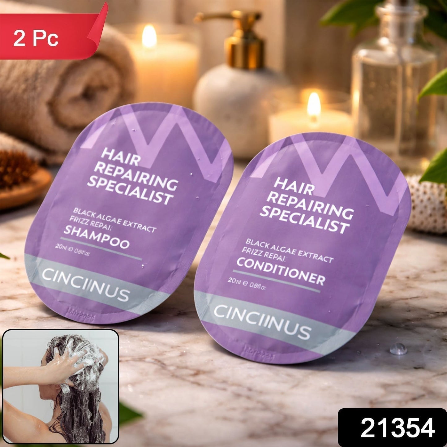 Hair Repair Shampoo and Conditioner Combo Sachet Set (2 Pc, 20ML Each)