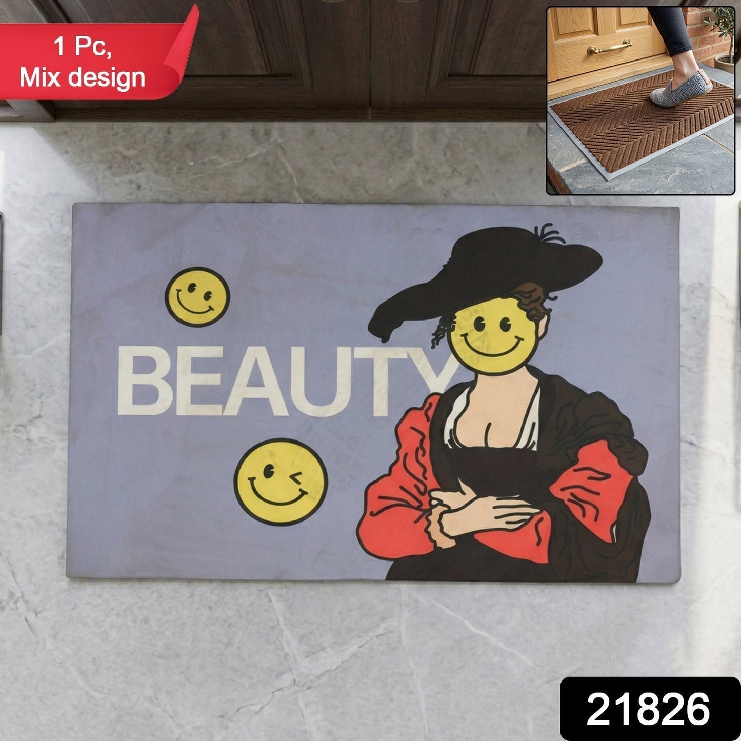 Premium Designer Anti Slip Door Mat (1 Pc, Mix Design)