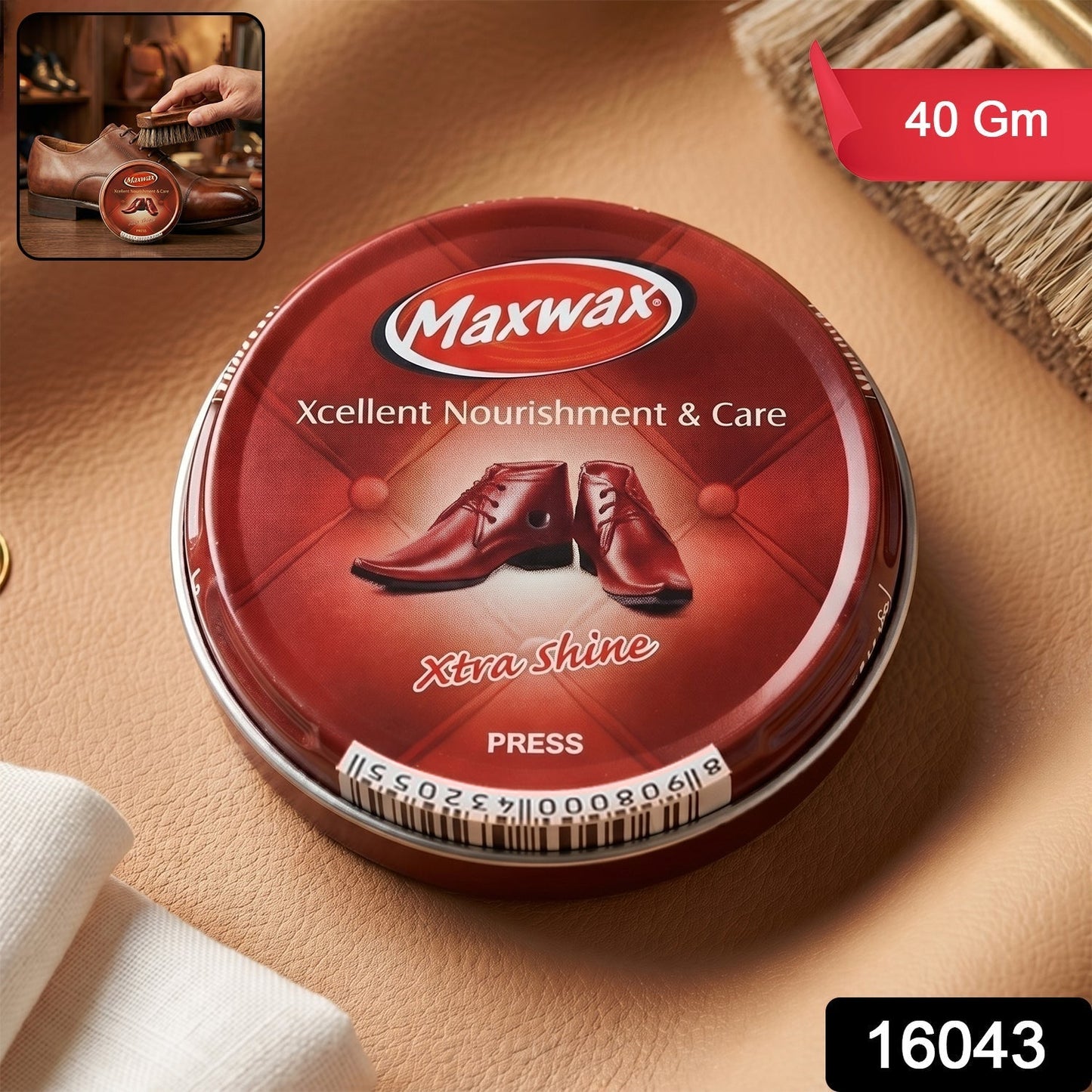 Maxwax Brown Shoe Polish Cream (1 Pc, 40 Gm)