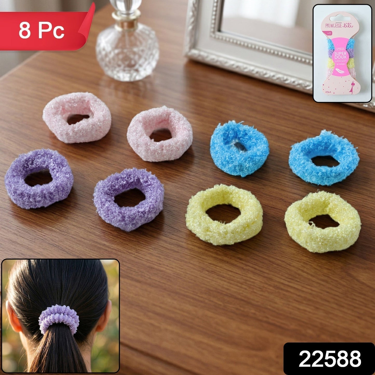Soft Terry Elastic Hair Bands 8 Pc Set