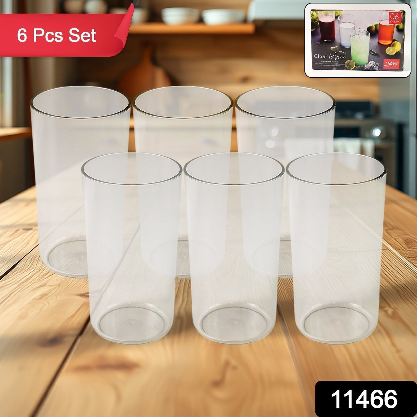 Apex Clear Plastic Tumbler / Glass Set â€“ 6-Piece Unbreakable