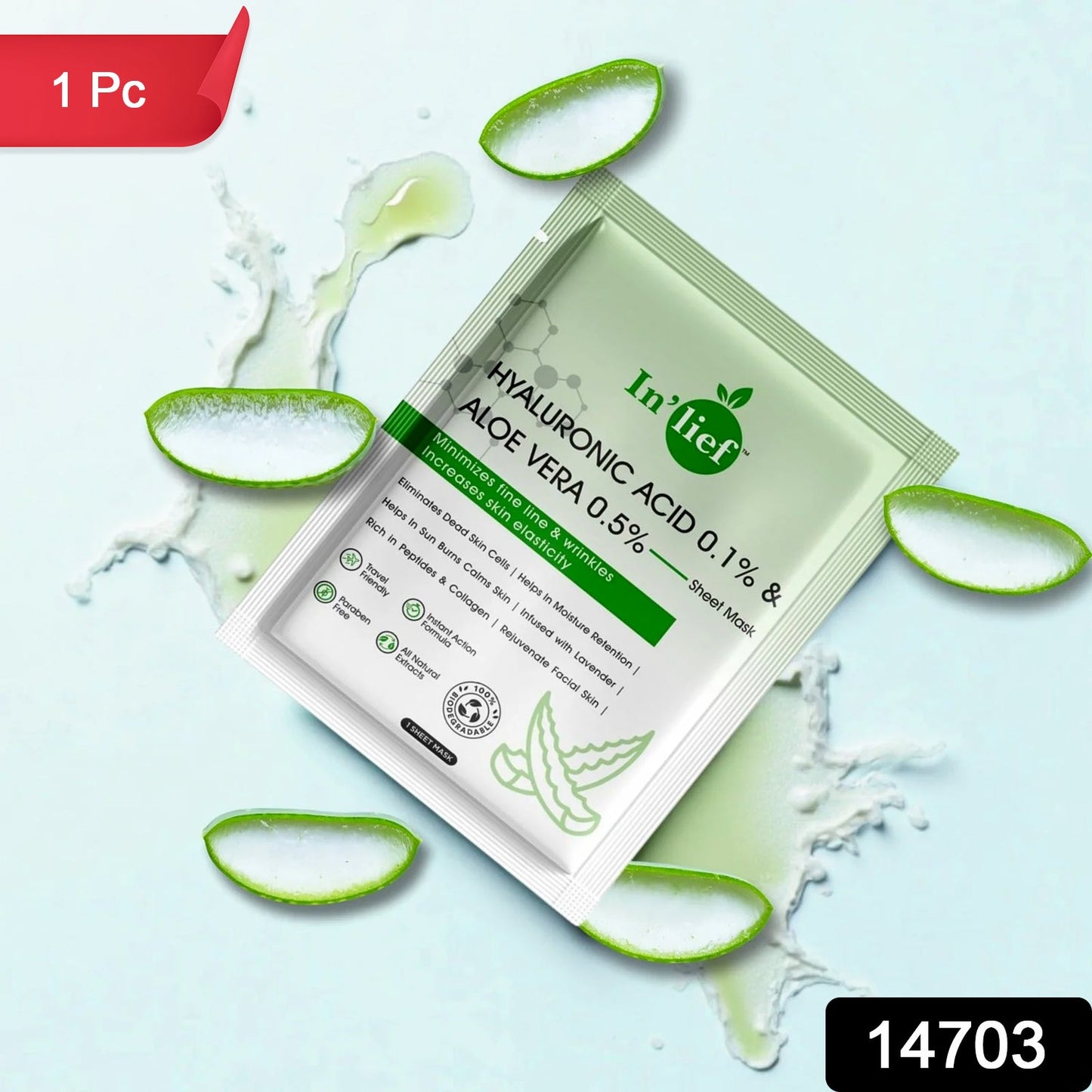 Inâ€™lief Hyaluronic Acid 0.1% & Aloe Vera 0.5% Hydrating Facial mask (1 Pc)