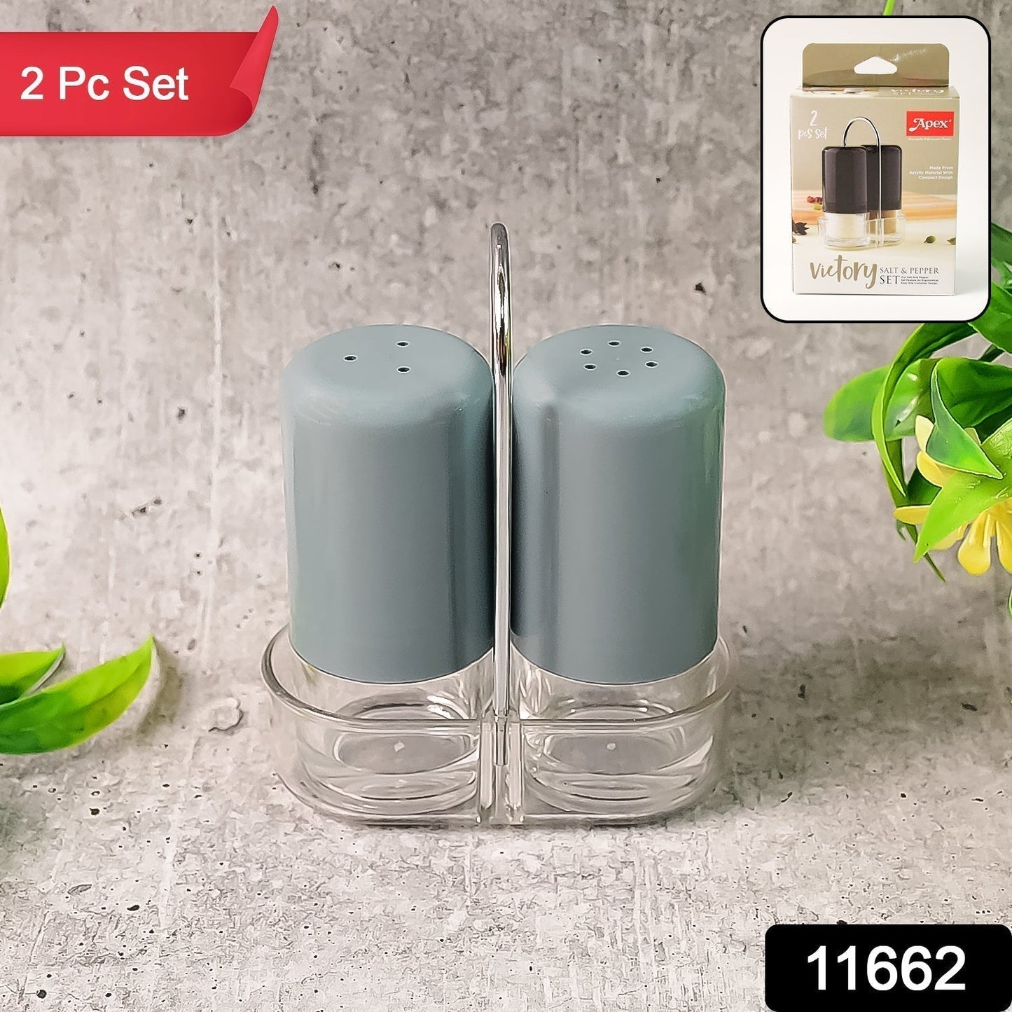 Apex Victory Salt & Pepper Dispenser Set â€“ 2 Pcs Acrylic Seasoning Shaker