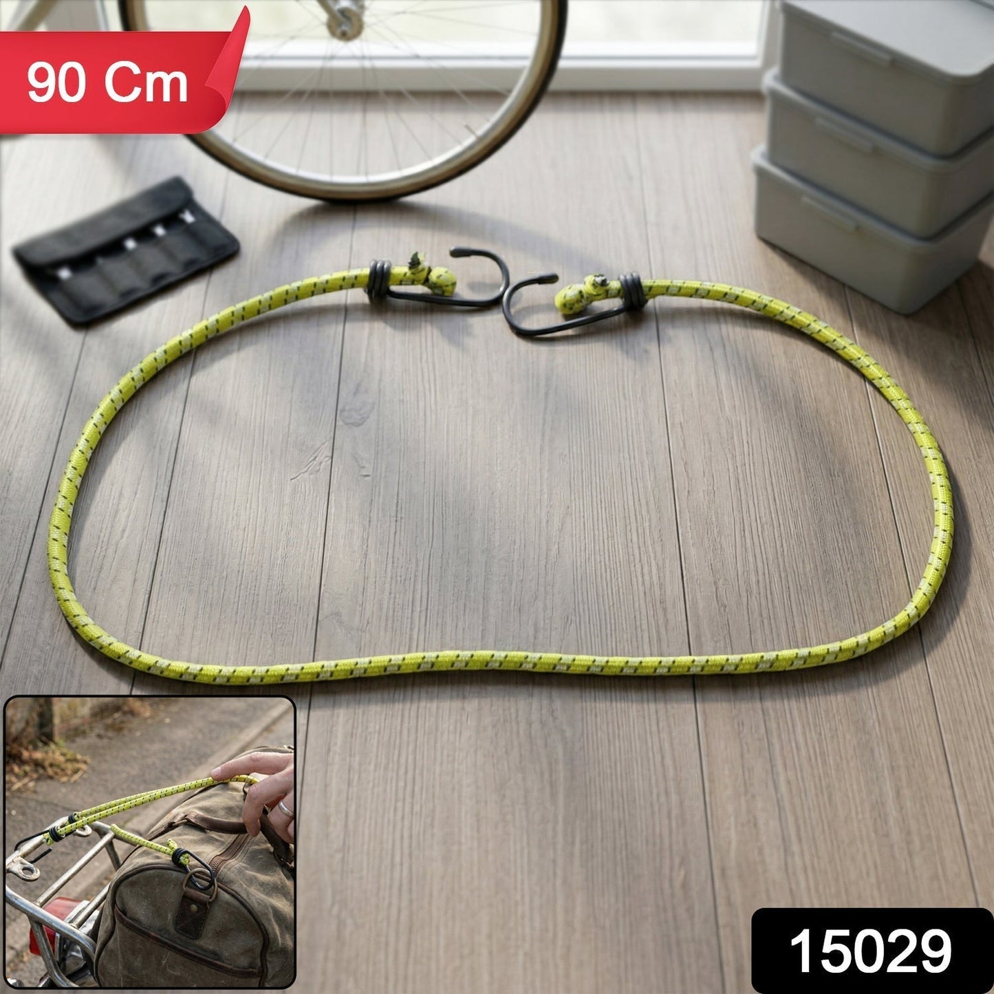 Heavy Duty Luggage Rope Elastic Bungee Cord Luggage Rope with Hooks 90 Cm 1 Pc