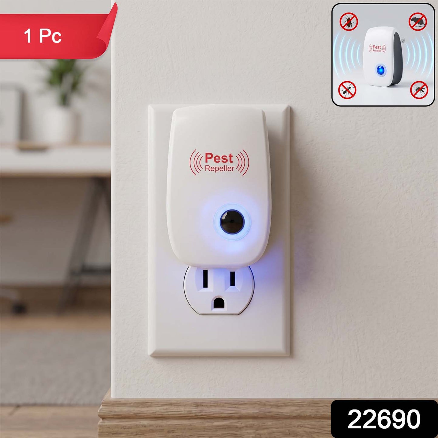 Electric Pest Repeller - Ultrasonic Plug-In Pest Control Device (1 Pc)