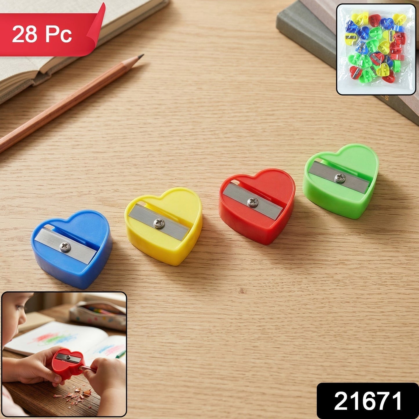 Heart Shape Pencil Sharpener (28 Pc Set)