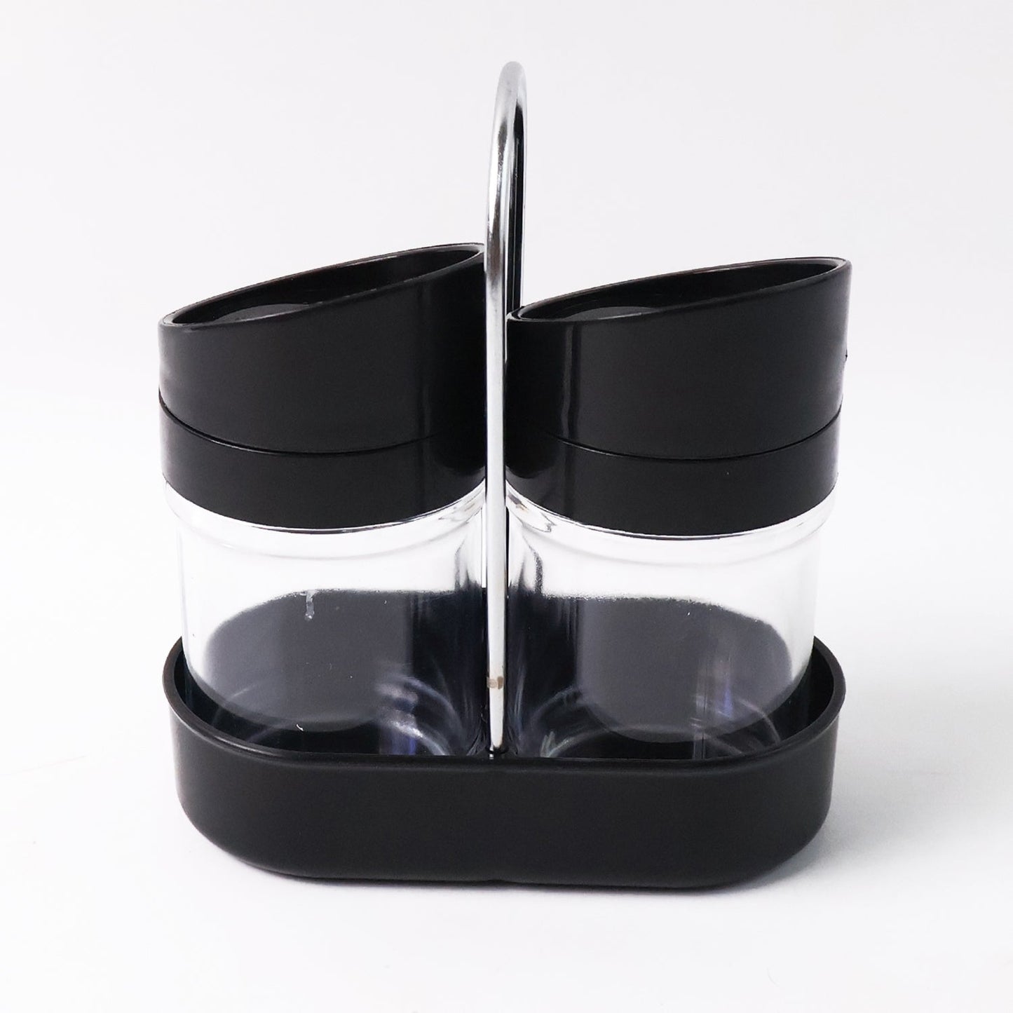 Apex Helix Salt N' Pepper 2-Piece Plastic Jar Set with Stand