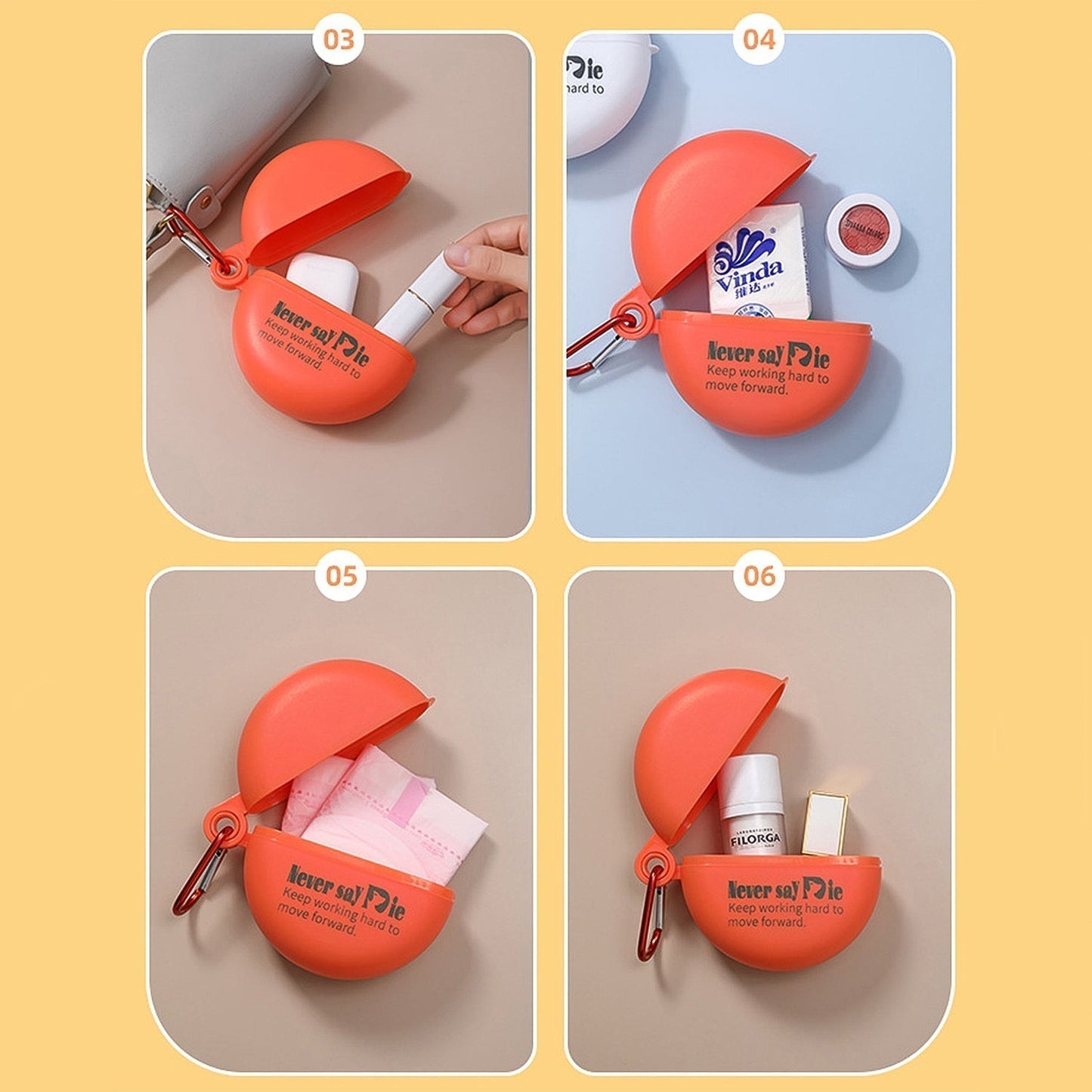 Plastic Round Multi-Purpose Empty Storage Box with Keychain (1 Pc)