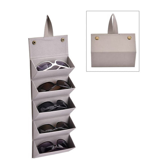5 Grid Multi-Slot Sunglasses Organizer | Portable Foldable Travel Eyewear Storage Box