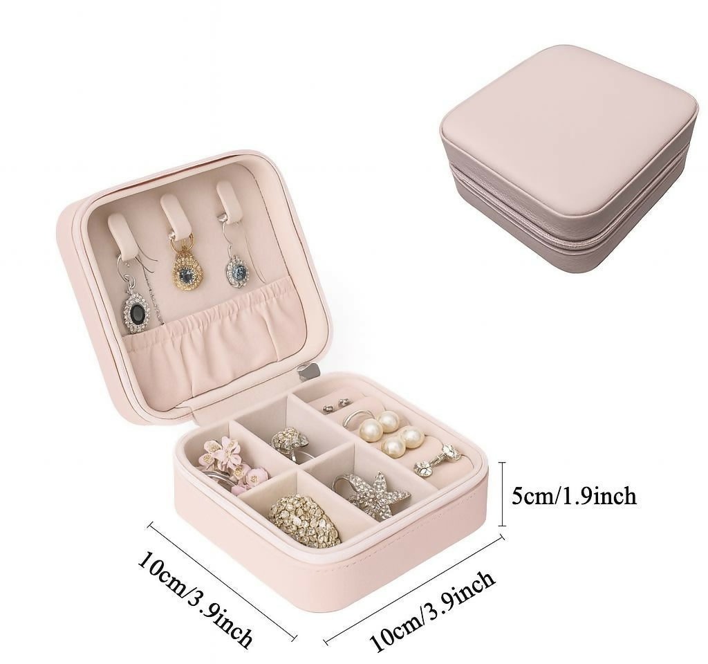 Premium Velvet Travel Jewelry Organizer Box (Blush Pink)