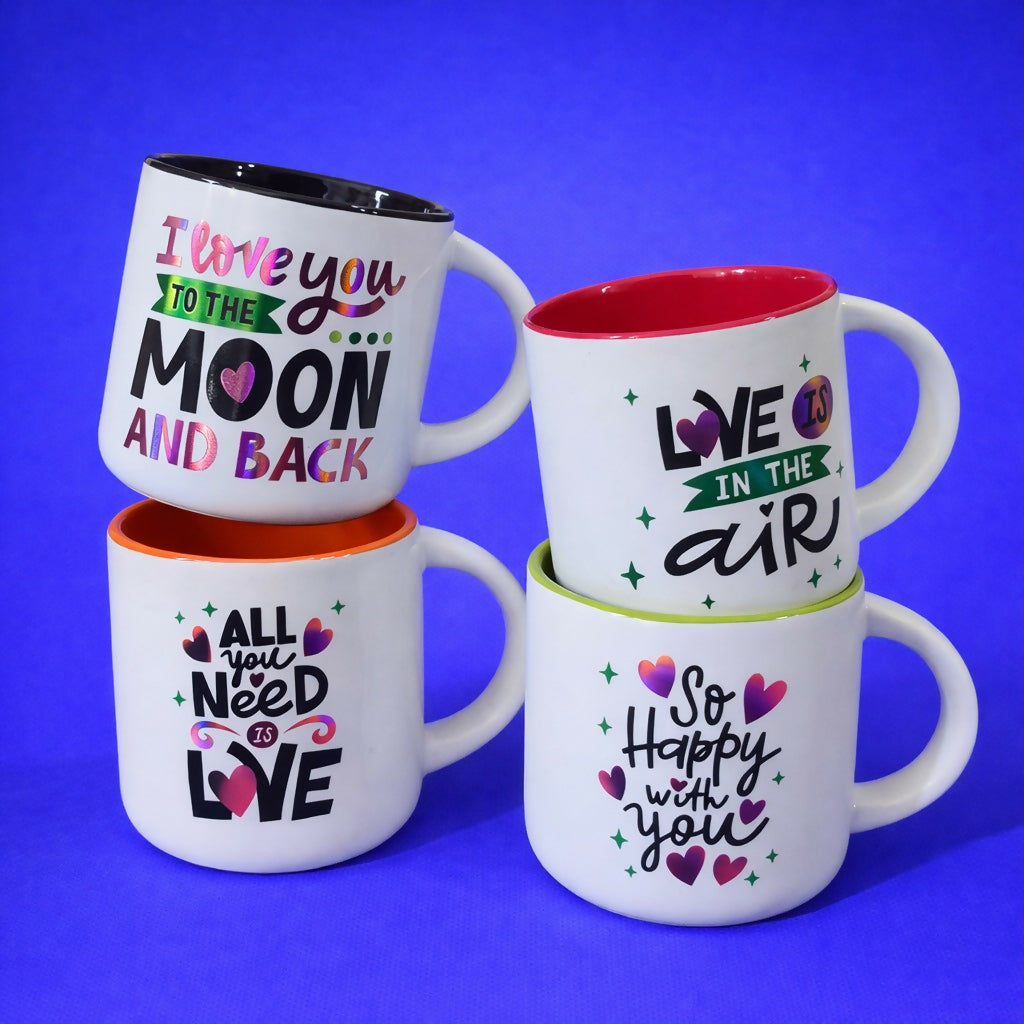 Printed Ceramic Coffee Mug with Gift Box Love Theme Cup