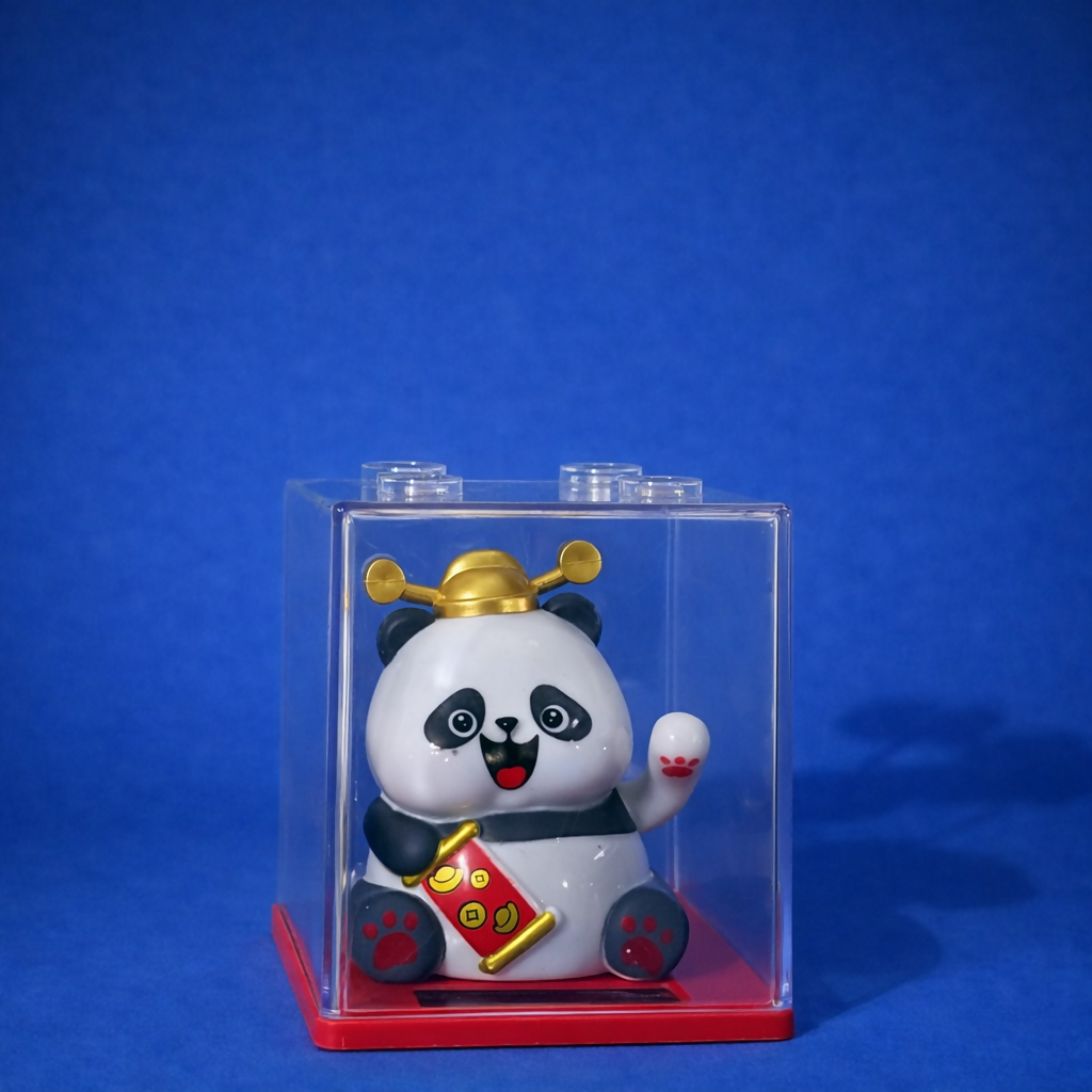Solar Powered Lucky Panda Waving Toy â€“ Auto Hand Moving Dashboard Decor