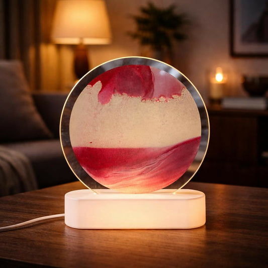 LED Round Static Red Sand Art Lamp | Ambient Decorative Night Light Home DÃ©cor