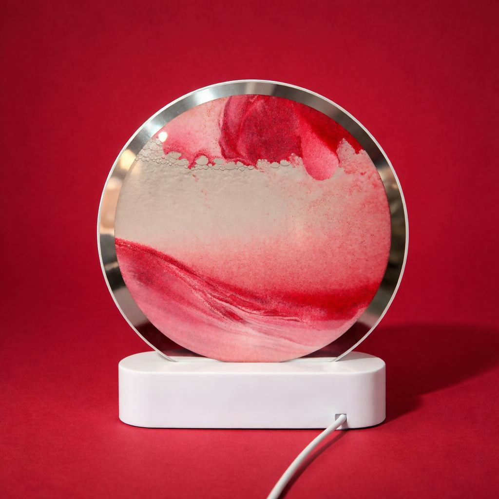 LED Round Static Red Sand Art Lamp | Ambient Decorative Night Light Home DÃ©cor