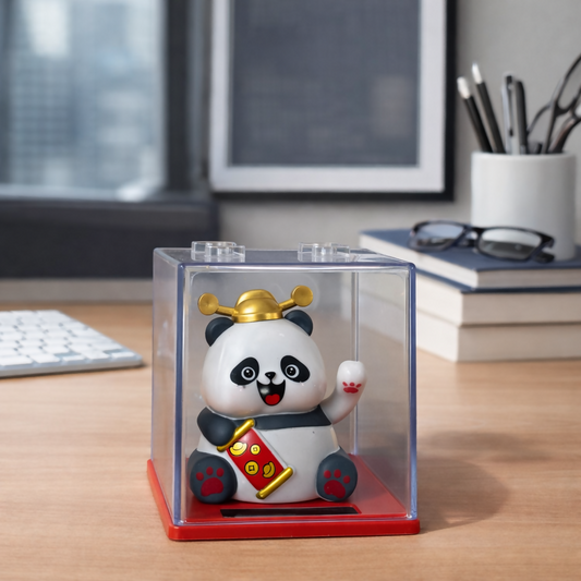 Solar Powered Lucky Panda Waving Toy â€“ Auto Hand Moving Dashboard Decor