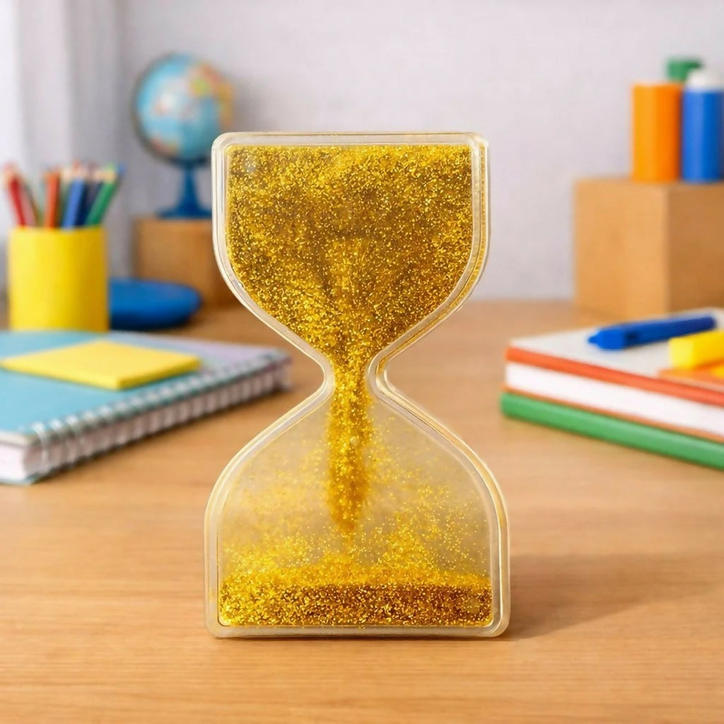 Golden Glitter Liquid Hourglass Timer Desk Toy for Kids & Adults